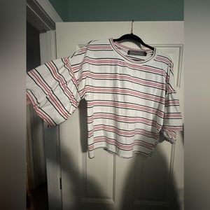 Nautical almost cropped puffer sleeve tee